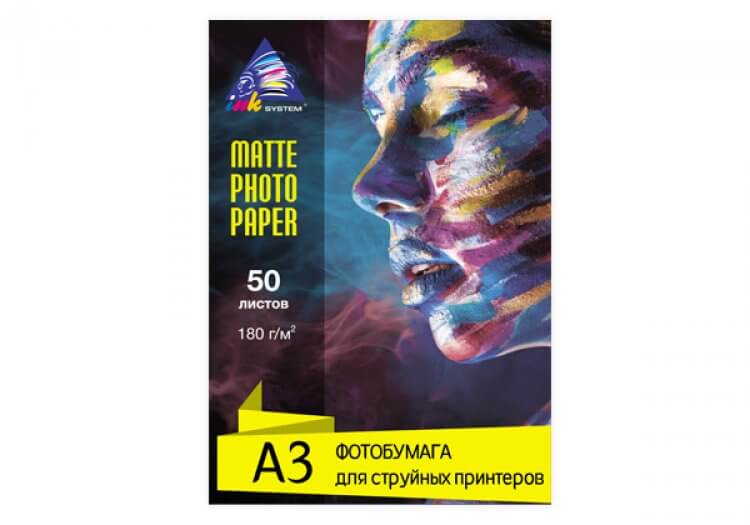 изображение Матовий фотопапір INKSYSTEM Matte Photo Paper 180g, A3, 50 аркушів