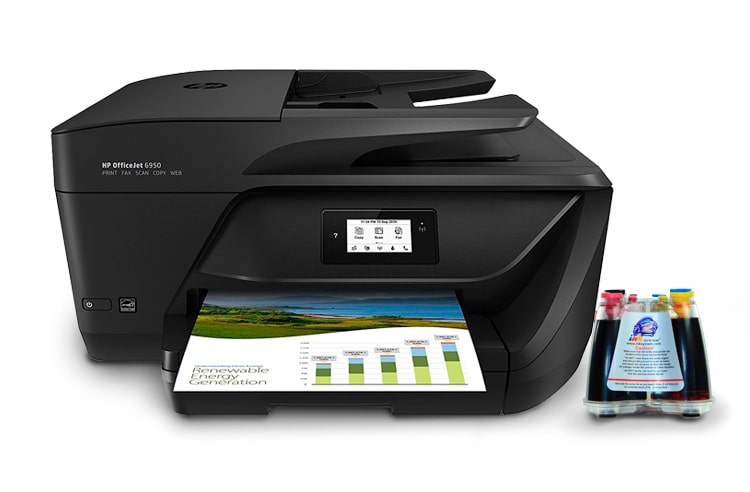 фото МФУ HP OfficeJet Pro 6950 с СНПЧ и чернилами