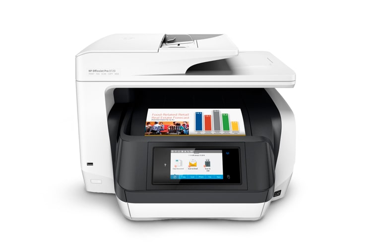 фото МФУ HP OfficeJet Pro 8720 с ПЗК и чернилами