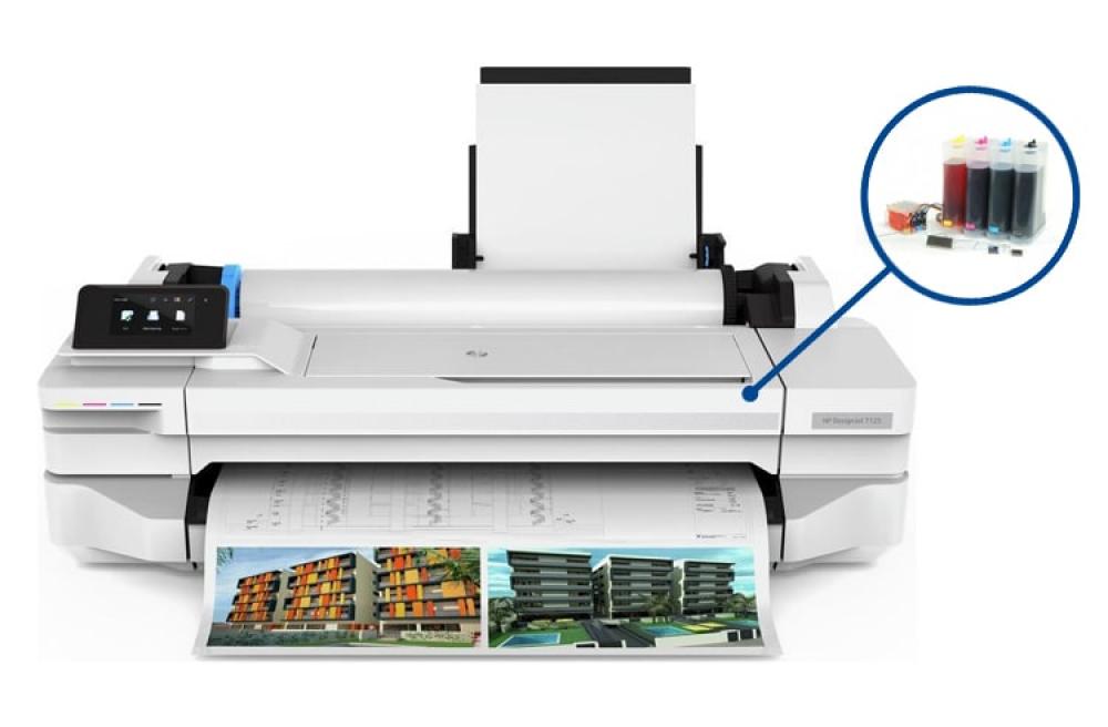 фото Плоттер HP Designjet T125 с СНПЧ и чернилами - изображение 1