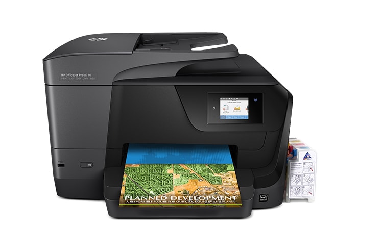 фото МФУ HP OfficeJet Pro 8710 с СНПЧ и чернилами