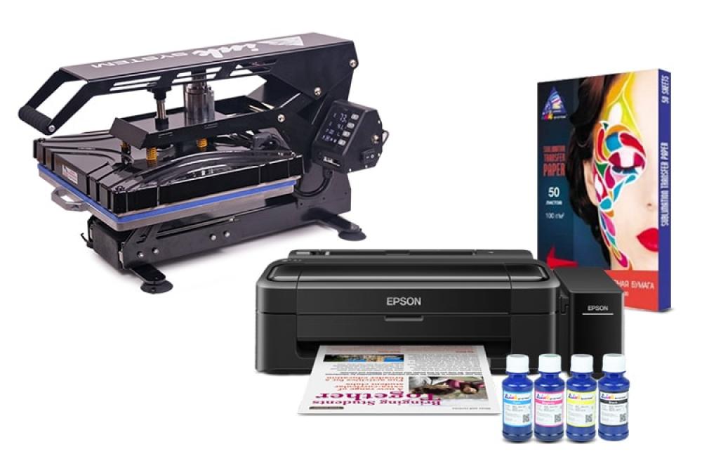 фото Планшетный термопресс INKSYSTEM SP AO3838 38*38 см и принтер Epson L132 с набором для сублимационной печати - изображение 1