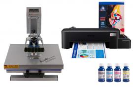 Планшетный термопресс INKSYSTEM P-3838+ 38*38 см и принтер Epson L121 с набором для сублимационной печати