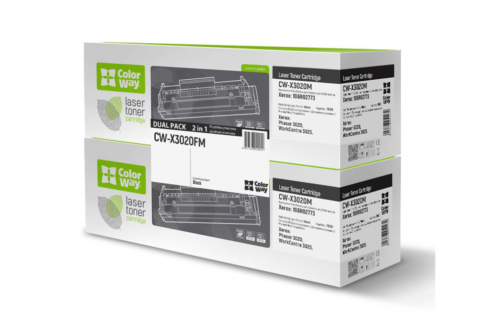 изображение Лазерний картридж ColorWay для Xerox Phaser 3020/WC3025: 106R02773 (чорний) DUAL PACK