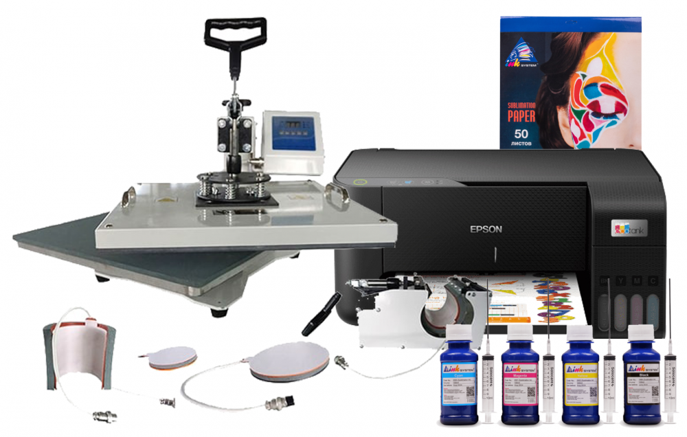 фото Многофункциональный термопресс INKSYSTEM C-04-2938 4 в 1 и МФУ Epson L3210 с набором для сублимационной печати - изображение 1