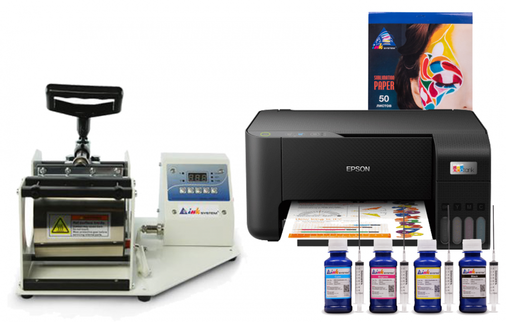 фото Термопресс INKSYSTEM M-01 для кружек и МФУ Epson L3210 с набором для сублимационной печати - изображение 1