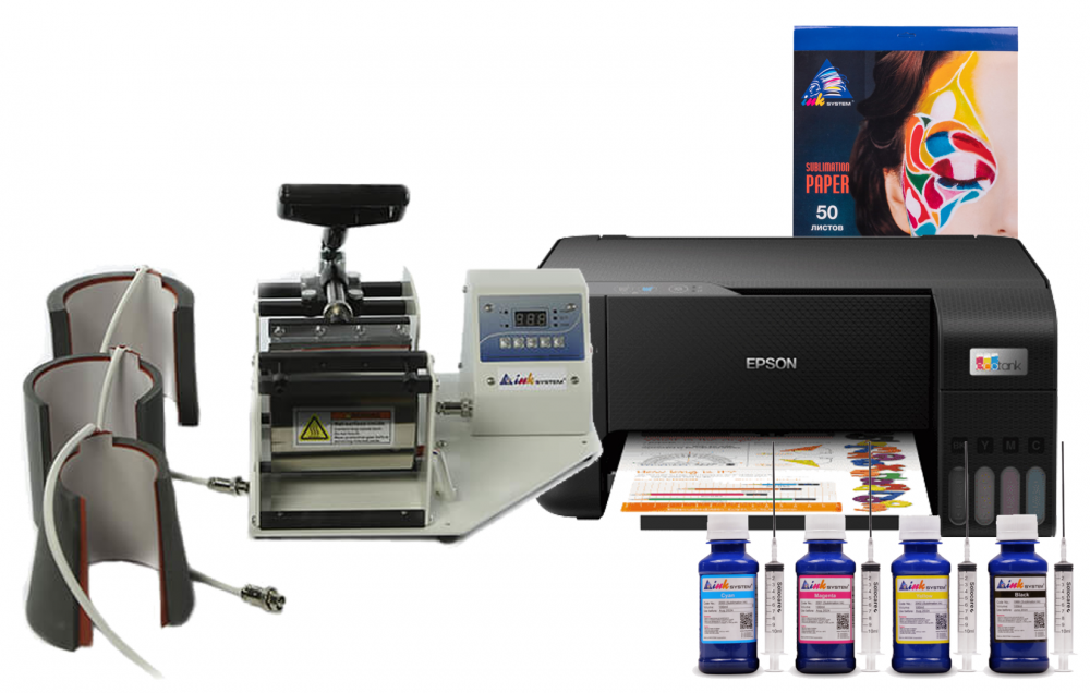 фото Термопресс INKSYSTEM M-04 для кружек 4 в 1 и МФУ Epson L3210 с набором для сублимационной печати - изображение 1