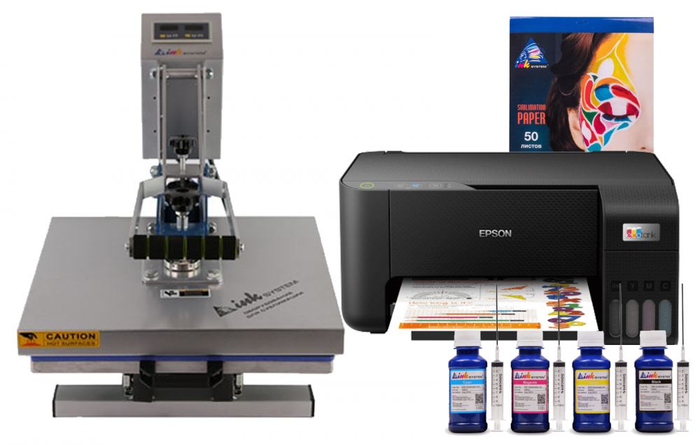 фото Планшетный термопресс INKSYSTEM P-3838+ 38*38 см и МФУ Epson L3210 с набором для сублимационной печати - изображение 1