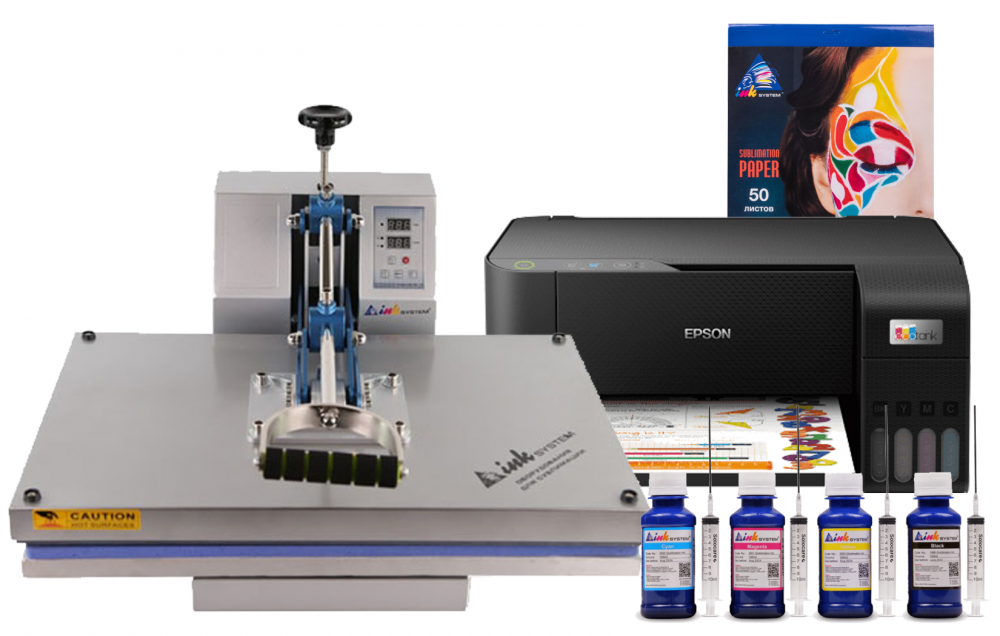 фото Планшетный термопресс INKSYSTEM P-4060 40*60 см и МФУ Epson L3210 с набором для сублимационной печати - изображение 1