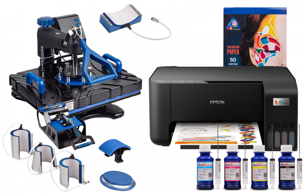 фото Термопресс INKSYSTEM SP Combo 8 29*38 см 8 в 1 и МФУ Epson L3210 с набором для сублимационной печати - зображення 1