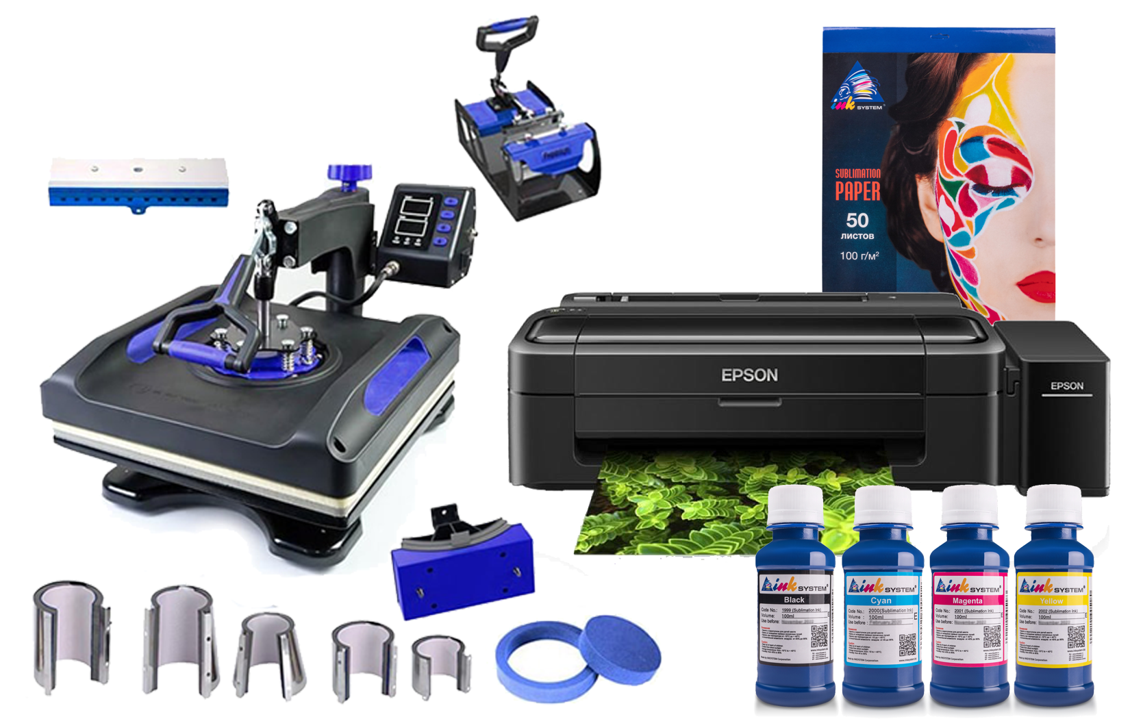 зображення Термопрес INKSYSTEM SP Combo 11 38*38 см 11 в 1 і принтер Epson L132 з набором для сублімаційного друку зображення Термопрес INKSYSTEM SP Combo 11 38*38 см 11 в 1 і принтер Epson L132 з набором для сублімаційного друку