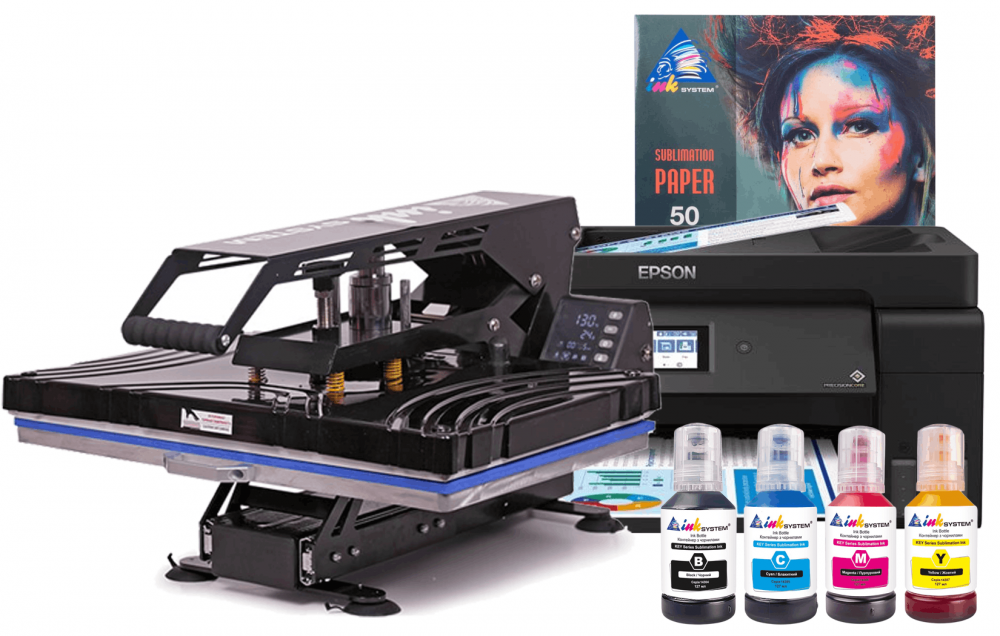 фото Планшетный термопресс INKSYSTEM SP AO4060 40*60 см и МФУ Epson L14150 с набором для сублимационной печати - изображение 1