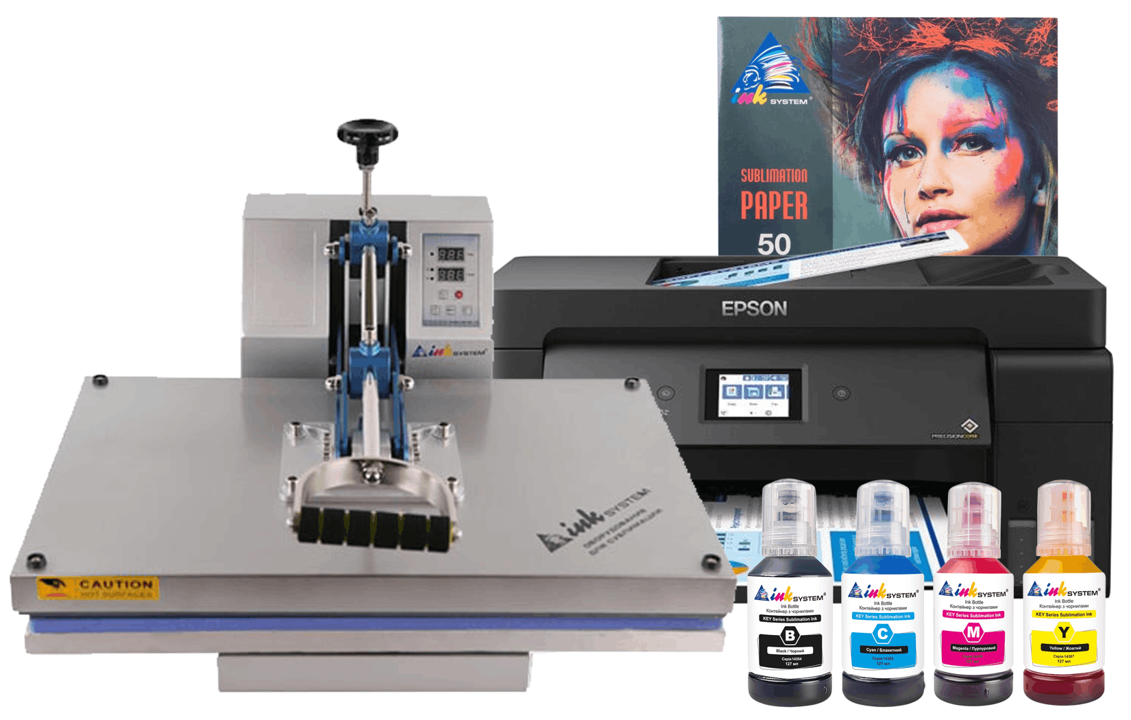 зображення Планшетний термопрес INKSYSTEM P-4060 40*60 см і БФП Epson L14150 з набором для сублімаційного друку