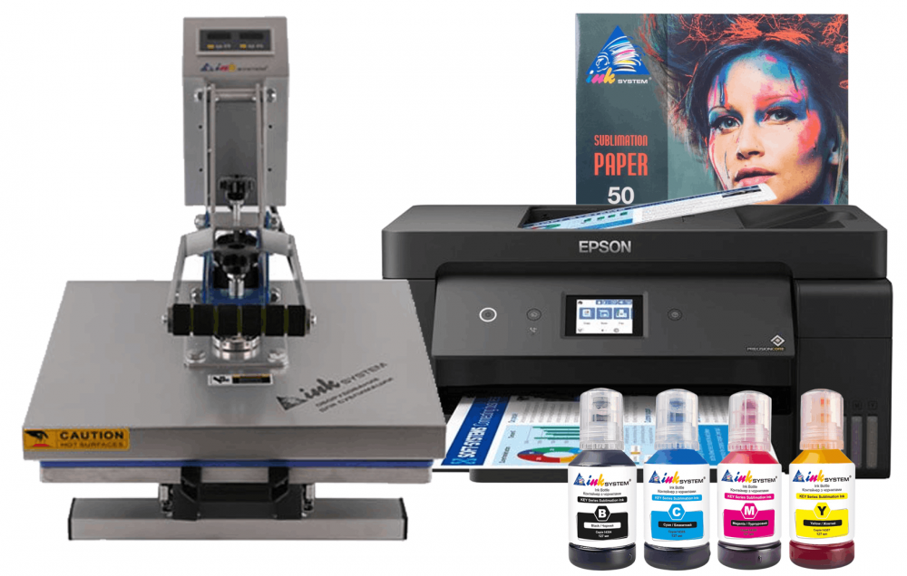 фото Планшетный термопресс INKSYSTEM P-3838+ 38*38 см и МФУ Epson L14150 с набором для сублимационной печати - изображение 1