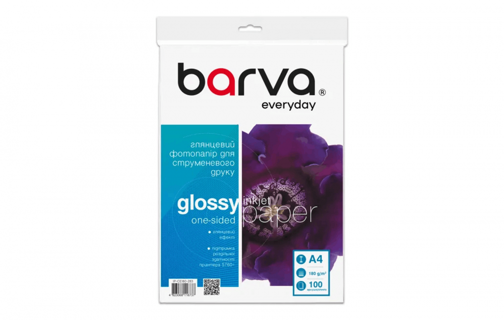 изображение Фотобумага Barva Glossy Everyday 180g, A4, 100 листов