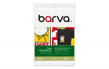 Термотрансферная бумага Barva Thermal transfer для темных тканей A4, 190г/м2, 5 листов