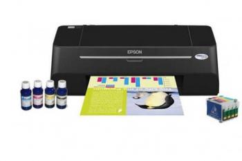 Цветной принтер Epson Stylus T27 с ПЗК и чернилами